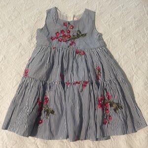 Popatu Little Girl's Embroidered Dress with Tulle Slip.